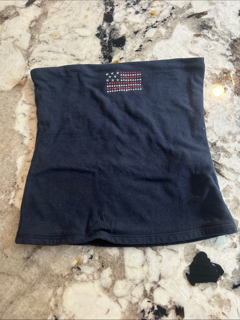 Hollister Navy Tube Skirt with Studded Flag Accent